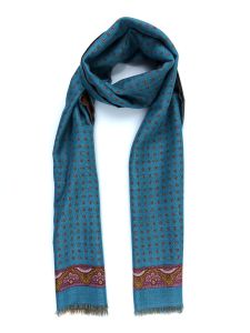 Wool/Silk double scarf HANNAH Green/Light Brown
