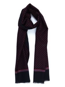 Wool/Silk double scarf ODDA Red/Black