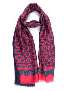 Wool/Silk double scarf FINLEY  Red/Blue