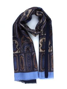 Wool/Silk double scarf AUBREY Sky/Blue