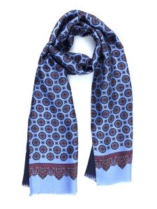 Wool/Silk double scarf FINLEY  Sky/Blue